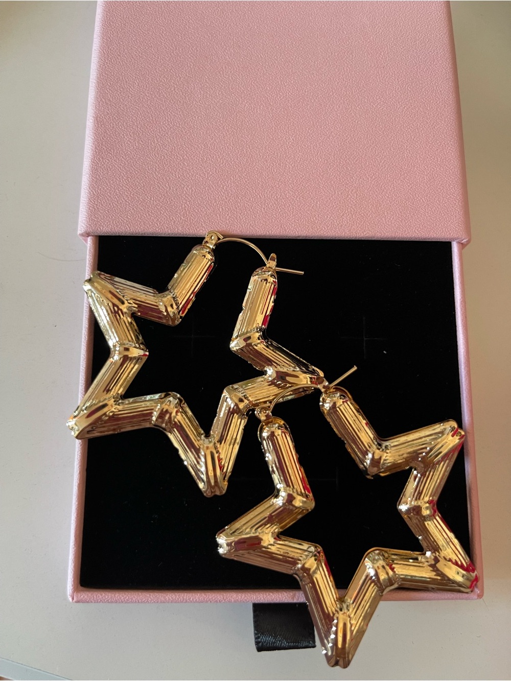 Gold Star-Shaped Hoop Earrings - Women Jewelry